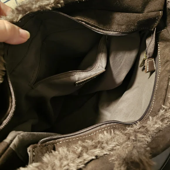 Dolls Kill Current Mood Brown Faux Fur Tote Bag Purse - Picture 3 of 7